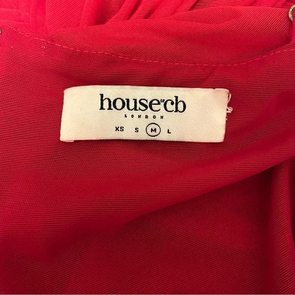 Sold! House of CB London Sirene Bodycon Gathered Organza Dress Red Size M - Picture 5 of 5